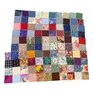 Precut Floral & Plaid Cotton Fabric Squares Quilting Sewing - 104 Pieces 2"